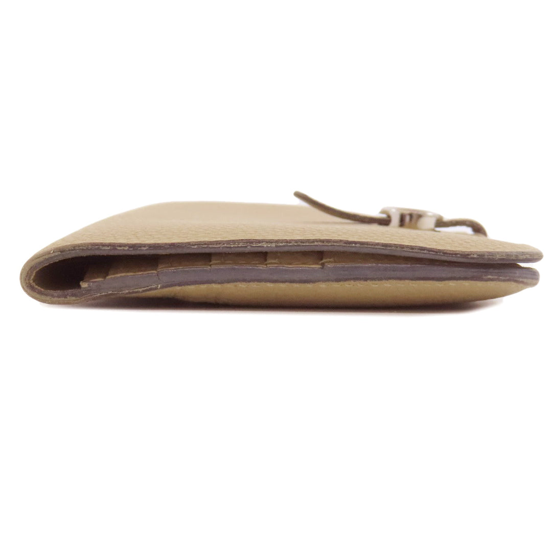 HERMES Long Wallet Purse Togo beige Dogon Long SilverMetal Women Used Authentic