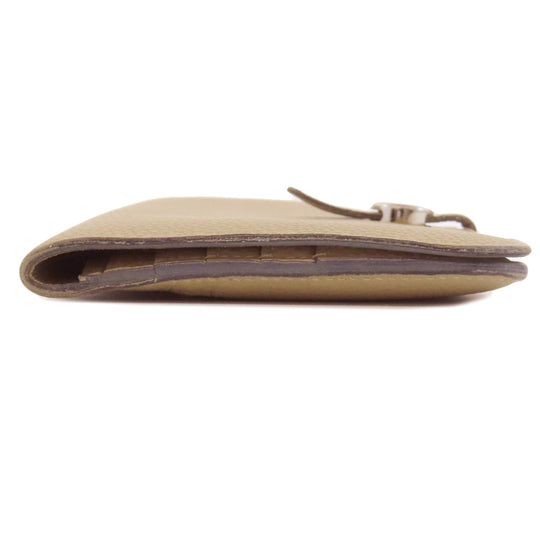 HERMES Long Wallet Purse Togo beige Dogon Long SilverMetal Women Used Authentic