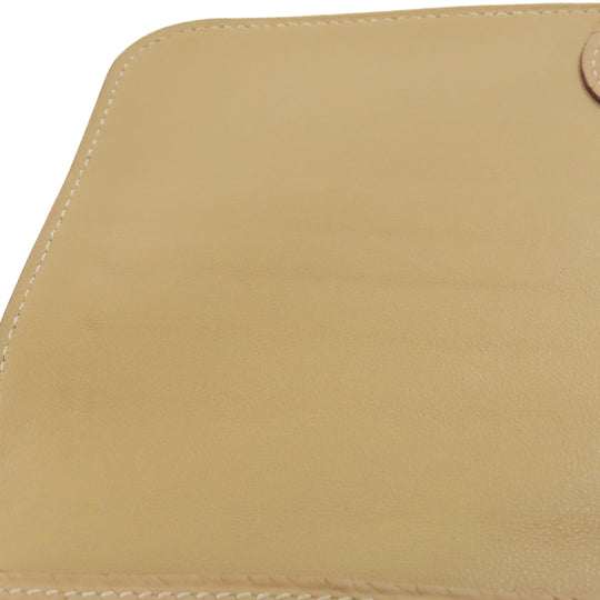 HERMES Long Wallet Purse Togo beige Dogon Long SilverMetal Women Used Authentic