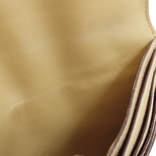 HERMES Long Wallet Purse Togo beige Dogon Long SilverMetal Women Used Authentic