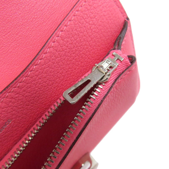 HERMES Coin case Evercolor pink Dogon Compact SilverMetal