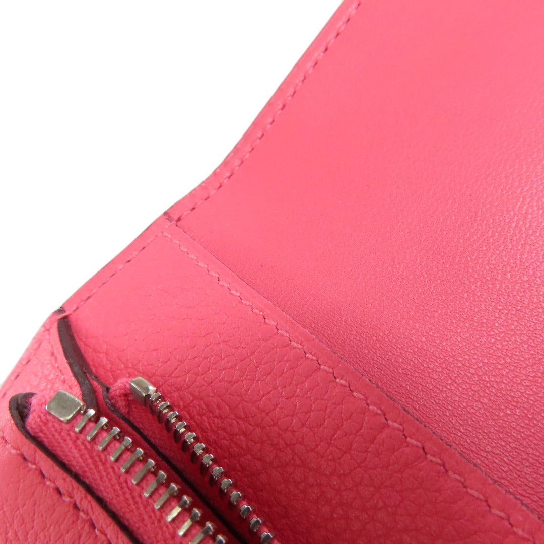 HERMES Coin case Evercolor pink Dogon Compact SilverMetal