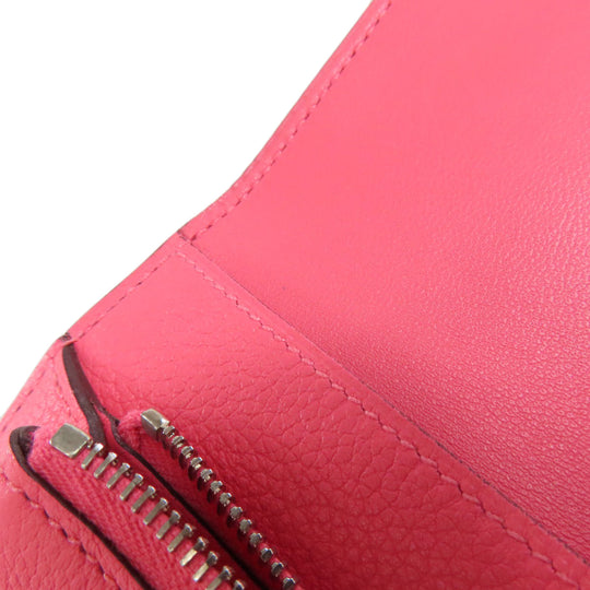HERMES Coin case Evercolor pink Dogon Compact SilverMetal