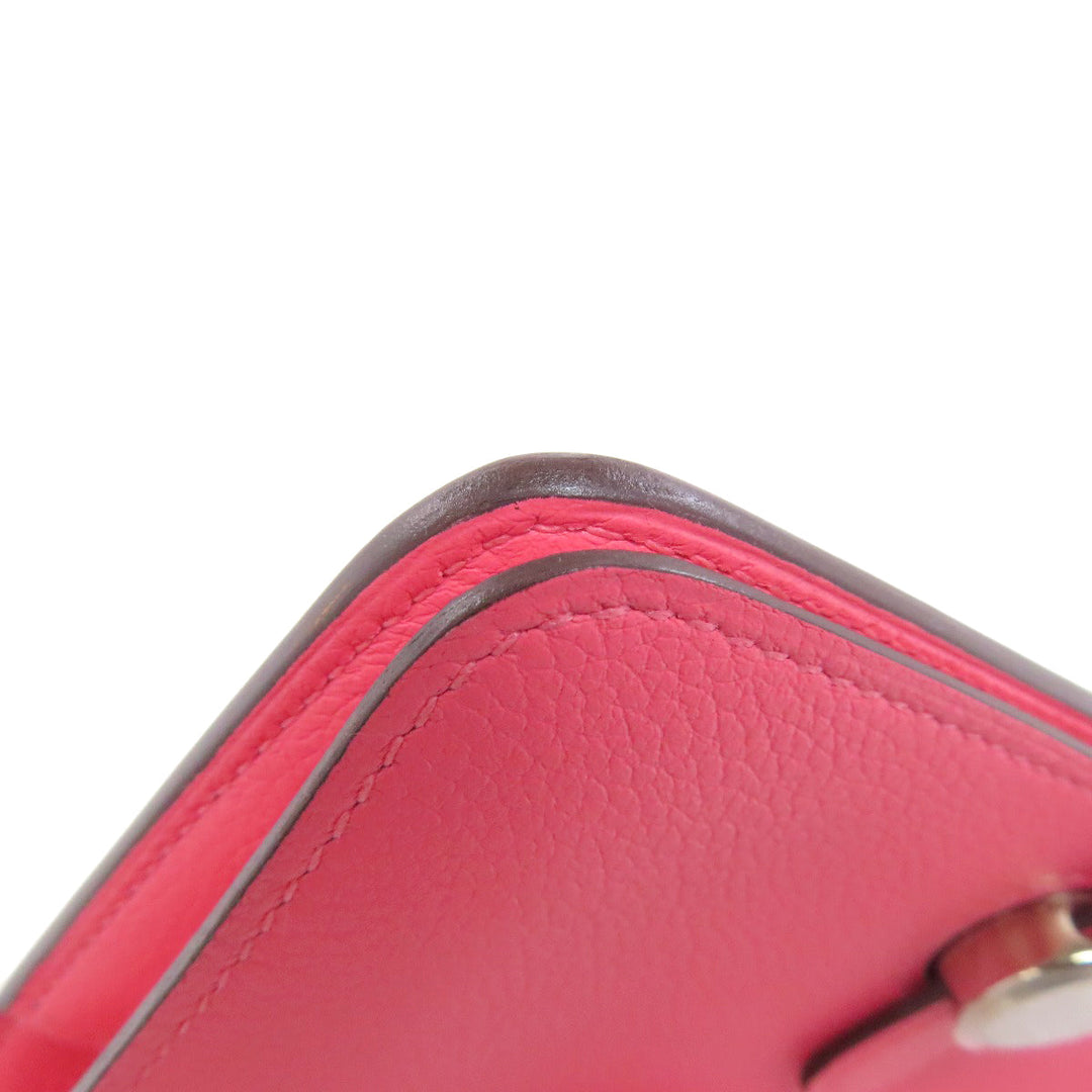HERMES Coin case Evercolor pink Dogon Compact SilverMetal