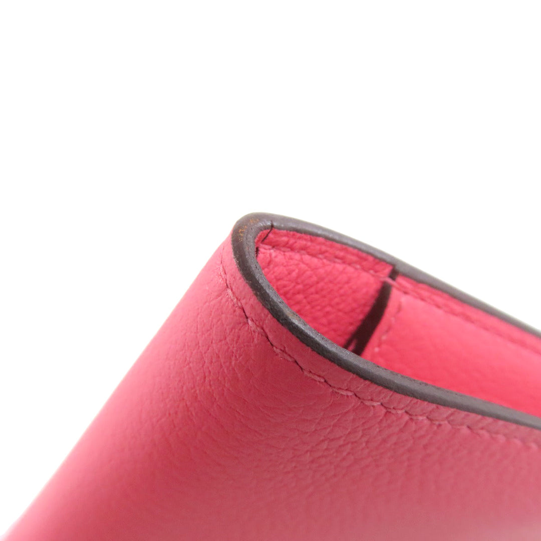 HERMES Coin case Evercolor pink Dogon Compact SilverMetal