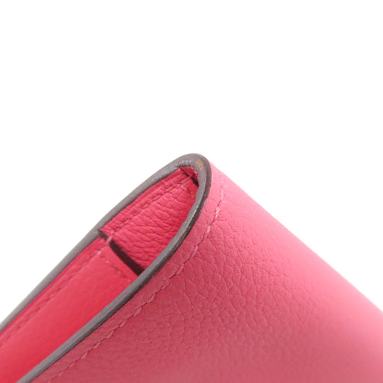 HERMES Coin case Evercolor pink Dogon Compact SilverMetal