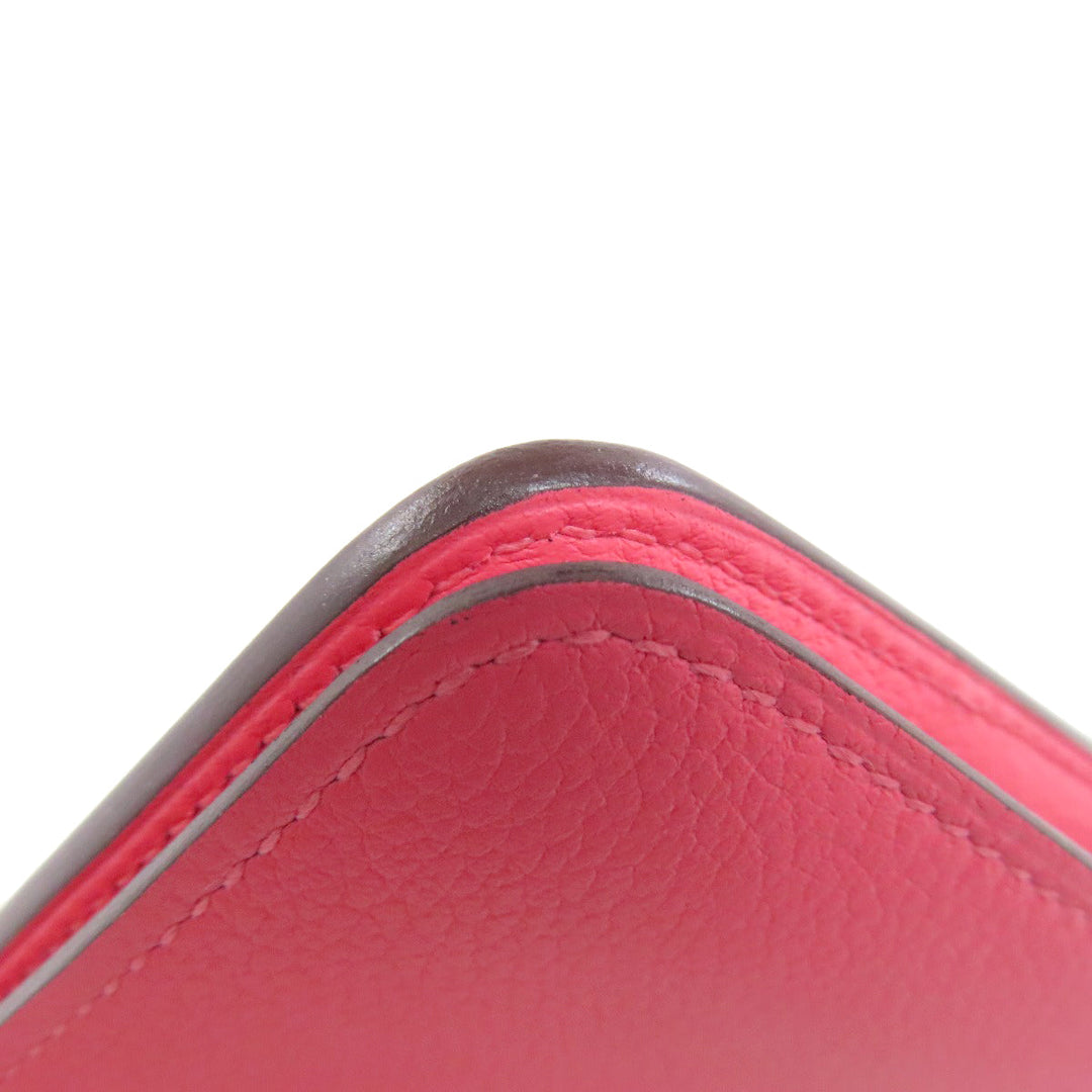 HERMES Coin case Evercolor pink Dogon Compact SilverMetal