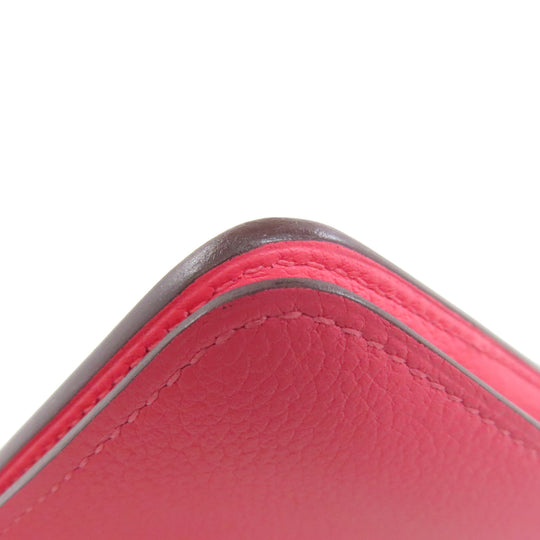 HERMES Coin case Evercolor pink Dogon Compact SilverMetal
