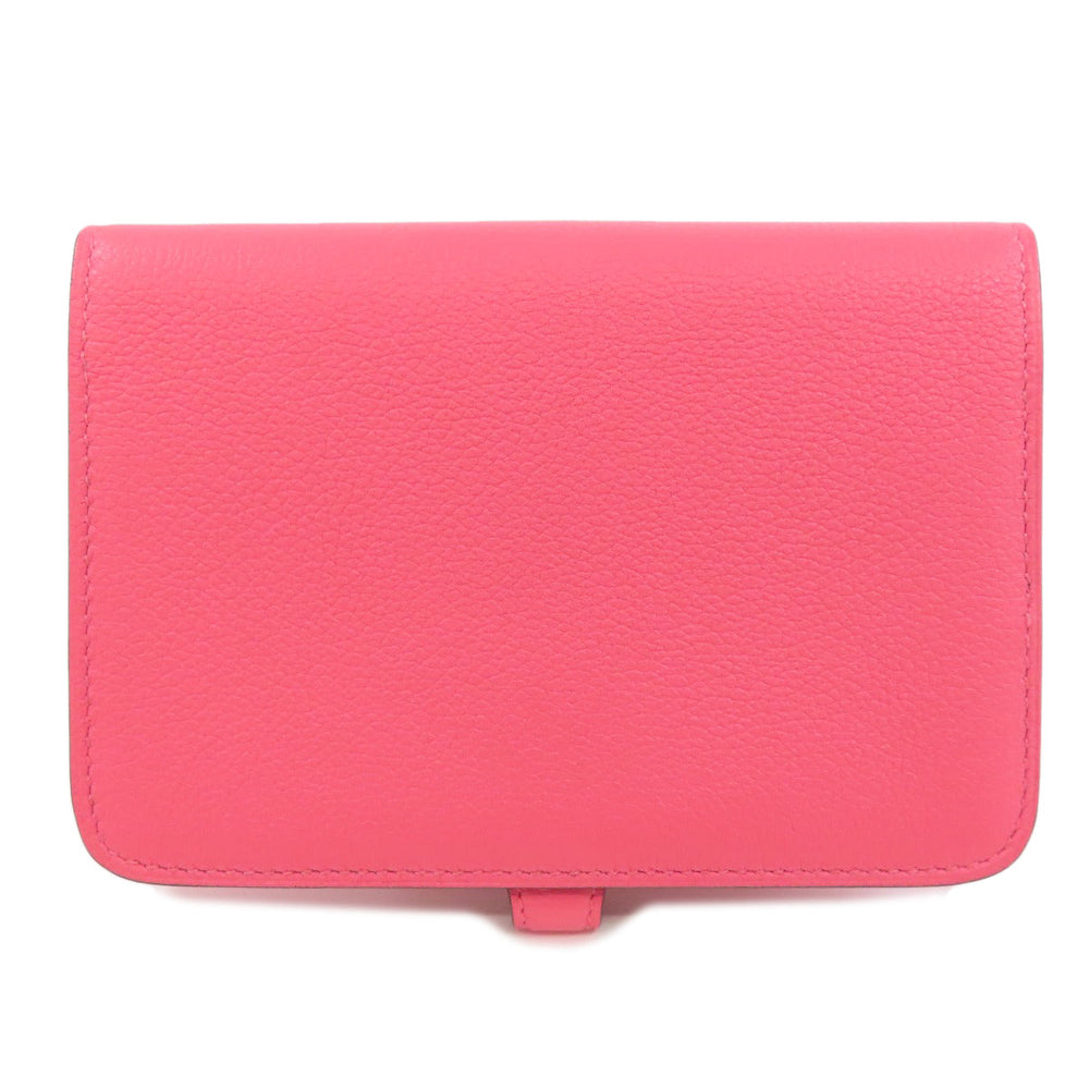 HERMES Coin case Evercolor pink Dogon Compact SilverMetal