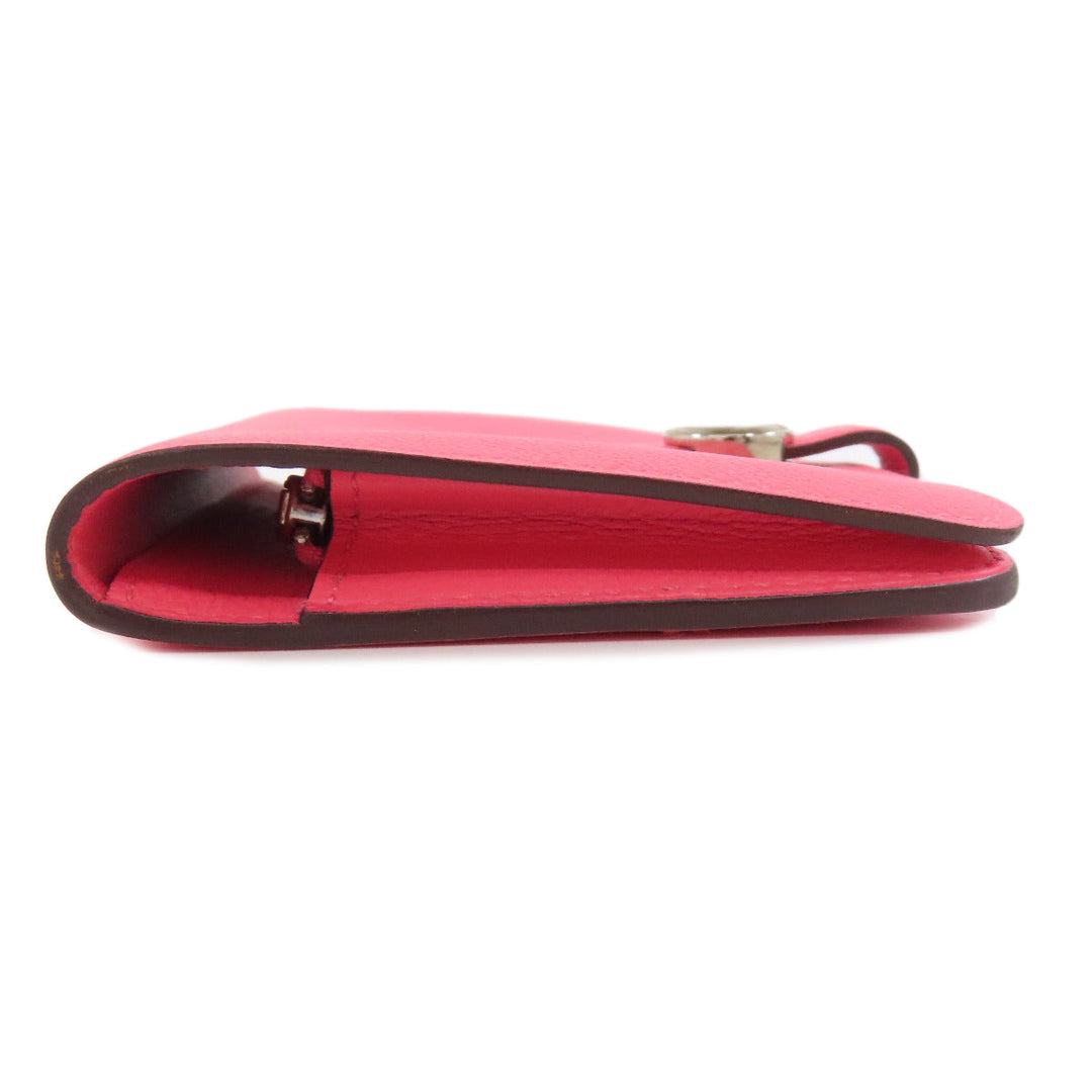 HERMES Coin case Evercolor pink Dogon Compact SilverMetal