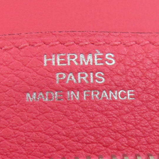 HERMES Coin case Evercolor pink Dogon Compact SilverMetal