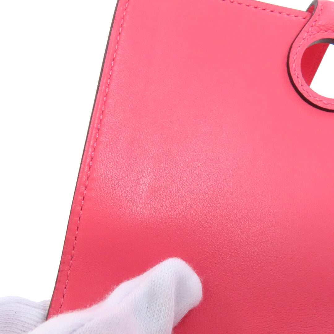 HERMES Coin case Evercolor pink Dogon Compact SilverMetal