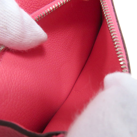 HERMES Coin case Evercolor pink Dogon Compact SilverMetal