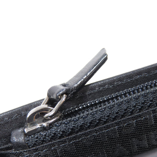 CHANEL Long Wallet Purse Calfskin black logo SilverMetal mens Used Authentic