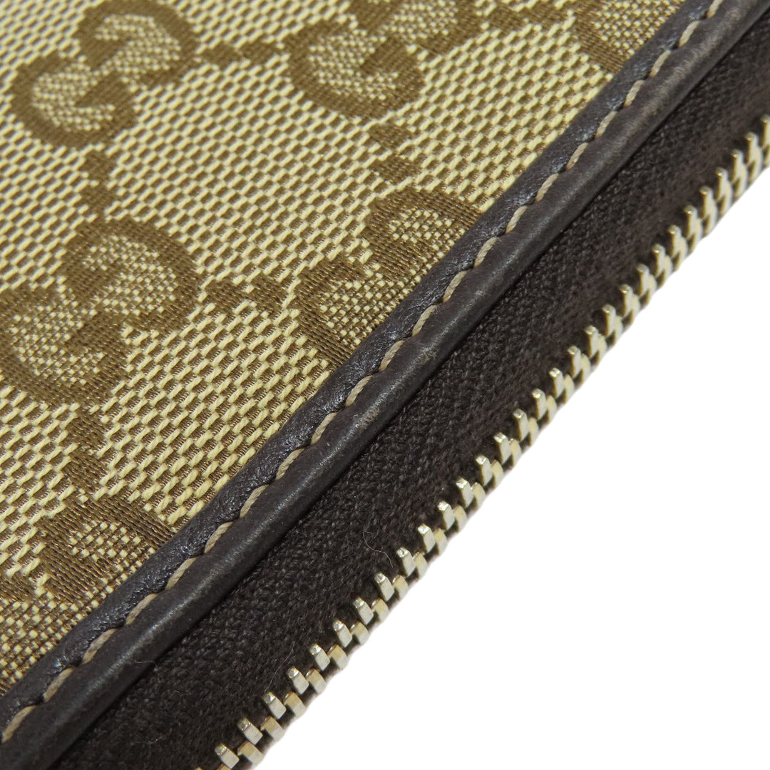 GUCCI Long Wallet Purse 245914 canvas Brown Zip Around GG Women Used Authentic