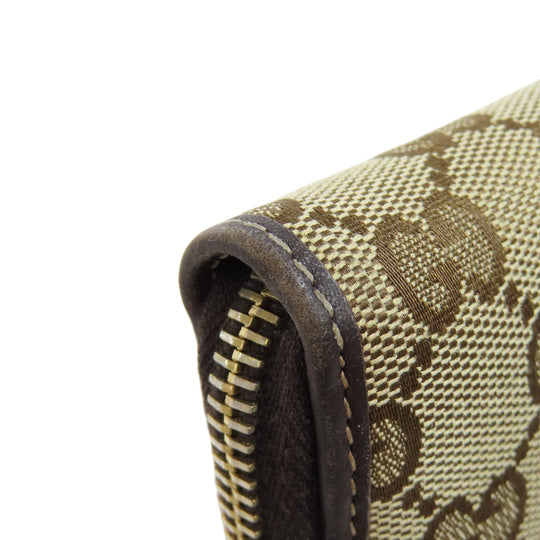 GUCCI Long Wallet Purse 245914 canvas Brown Zip Around GG Women Used Authentic