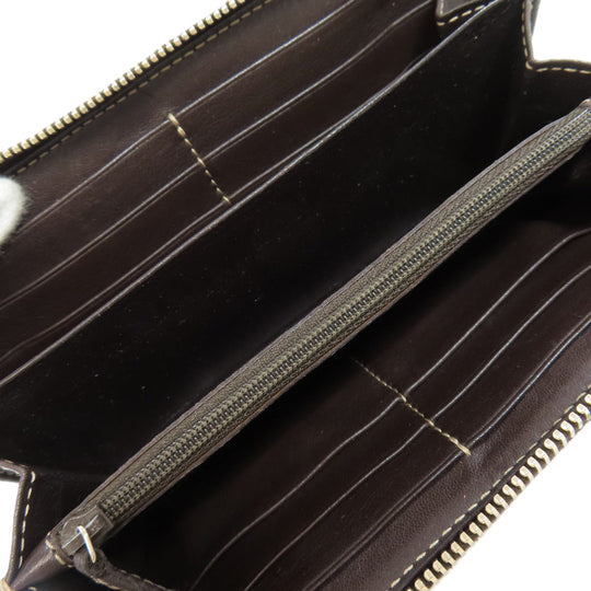 GUCCI Long Wallet Purse 245914 canvas Brown Zip Around GG Women Used Authentic