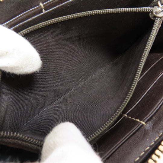 GUCCI Long Wallet Purse 245914 canvas Brown Zip Around GG Women Used Authentic