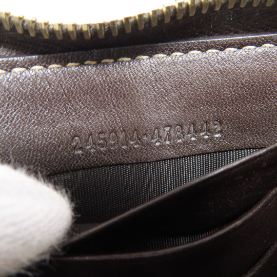 GUCCI Long Wallet Purse 245914 canvas Brown Zip Around GG Women Used Authentic