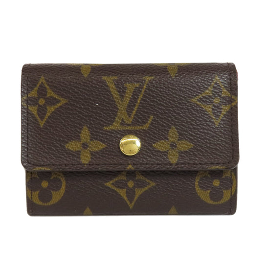 LOUIS VUITTON Coin case M61930 Monogram canvas Brown Portonet Plat Women Used Authentic