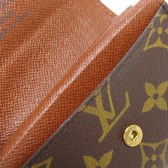 LOUIS VUITTON Coin case M61930 Monogram canvas Brown Portonet Plat Women Used Authentic
