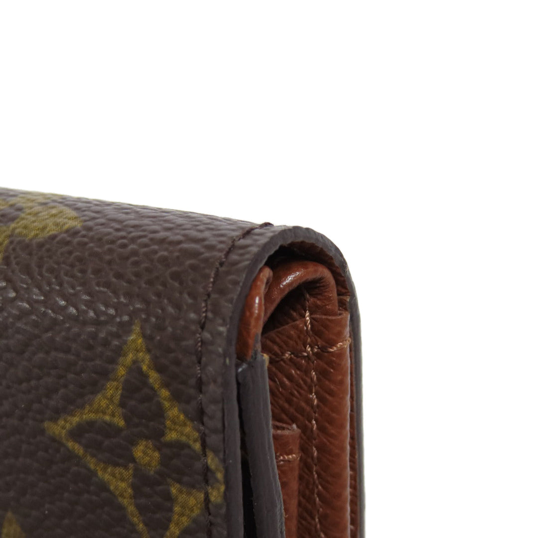 LOUIS VUITTON Coin case M61930 Monogram canvas Brown Portonet Plat Women Used Authentic