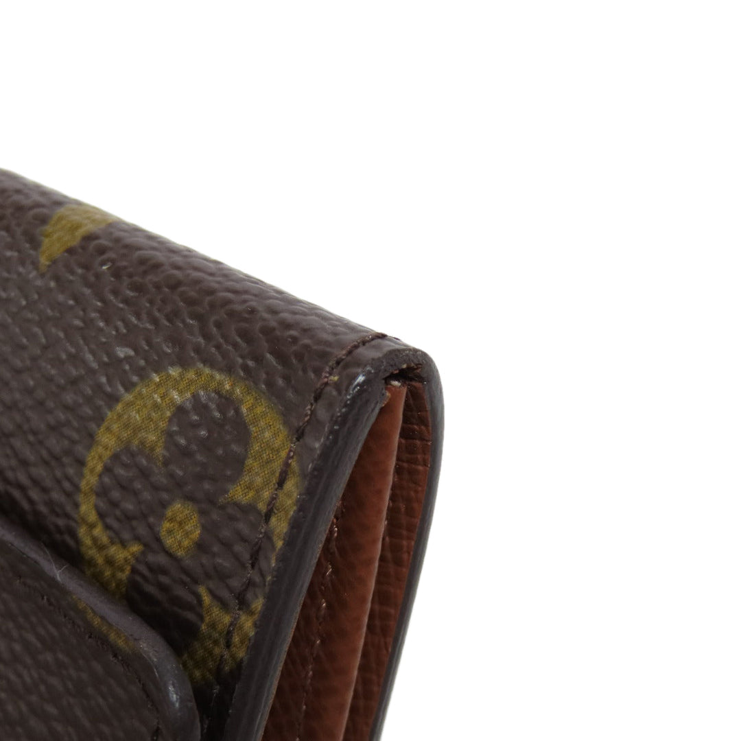 LOUIS VUITTON Coin case M61930 Monogram canvas Brown Portonet Plat Women Used Authentic