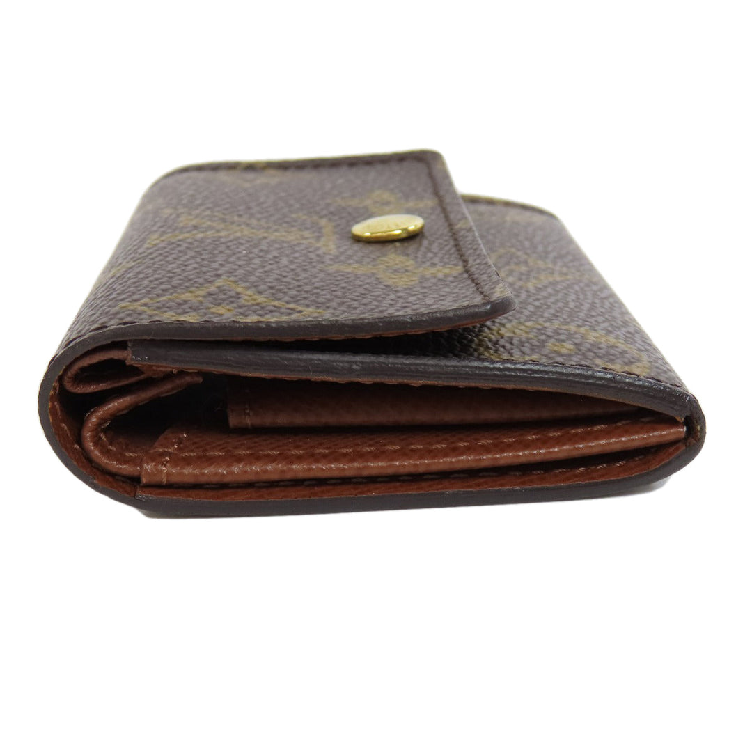 LOUIS VUITTON Coin case M61930 Monogram canvas Brown Portonet Plat Women Used Authentic
