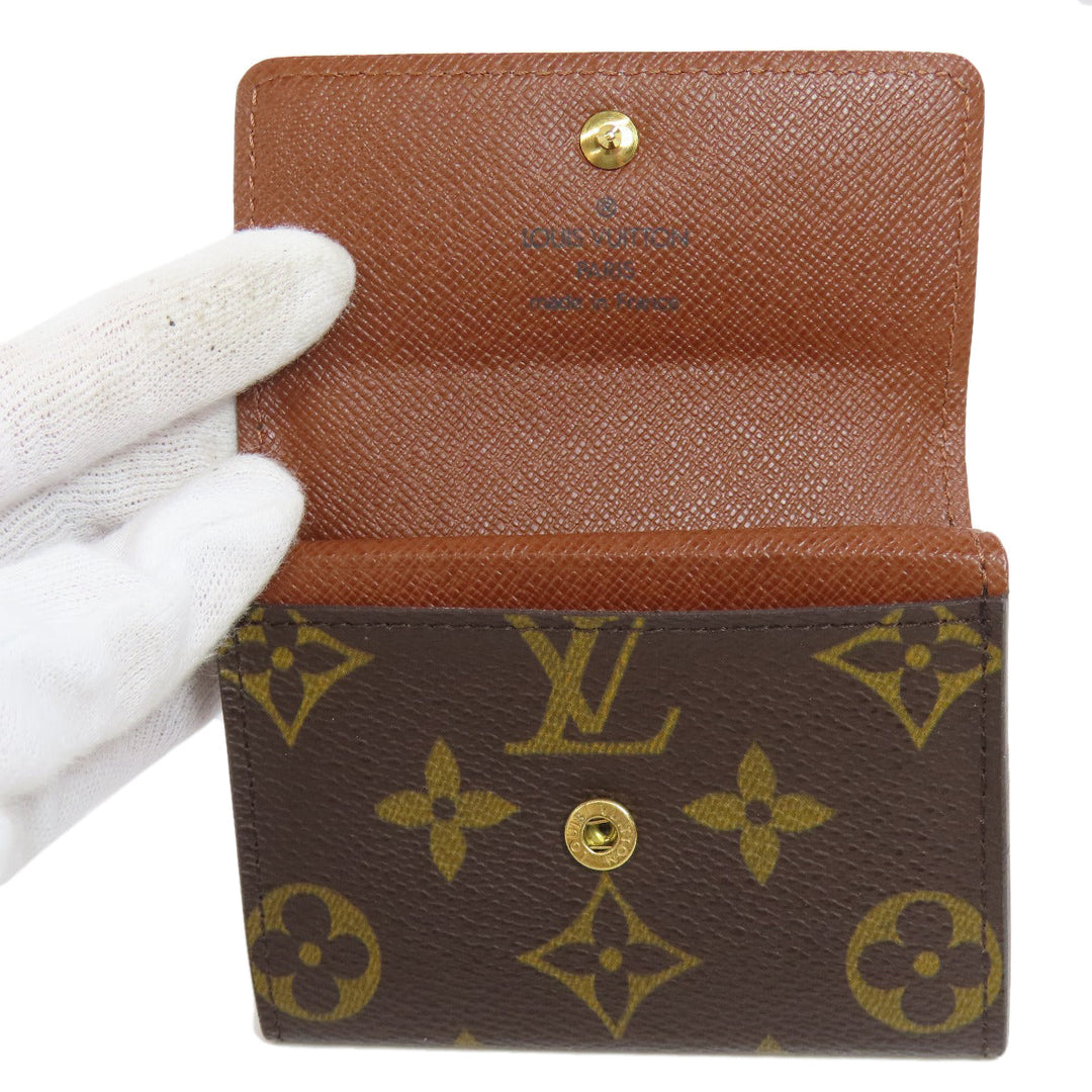LOUIS VUITTON Coin case M61930 Monogram canvas Brown Portonet Plat Women Used Authentic