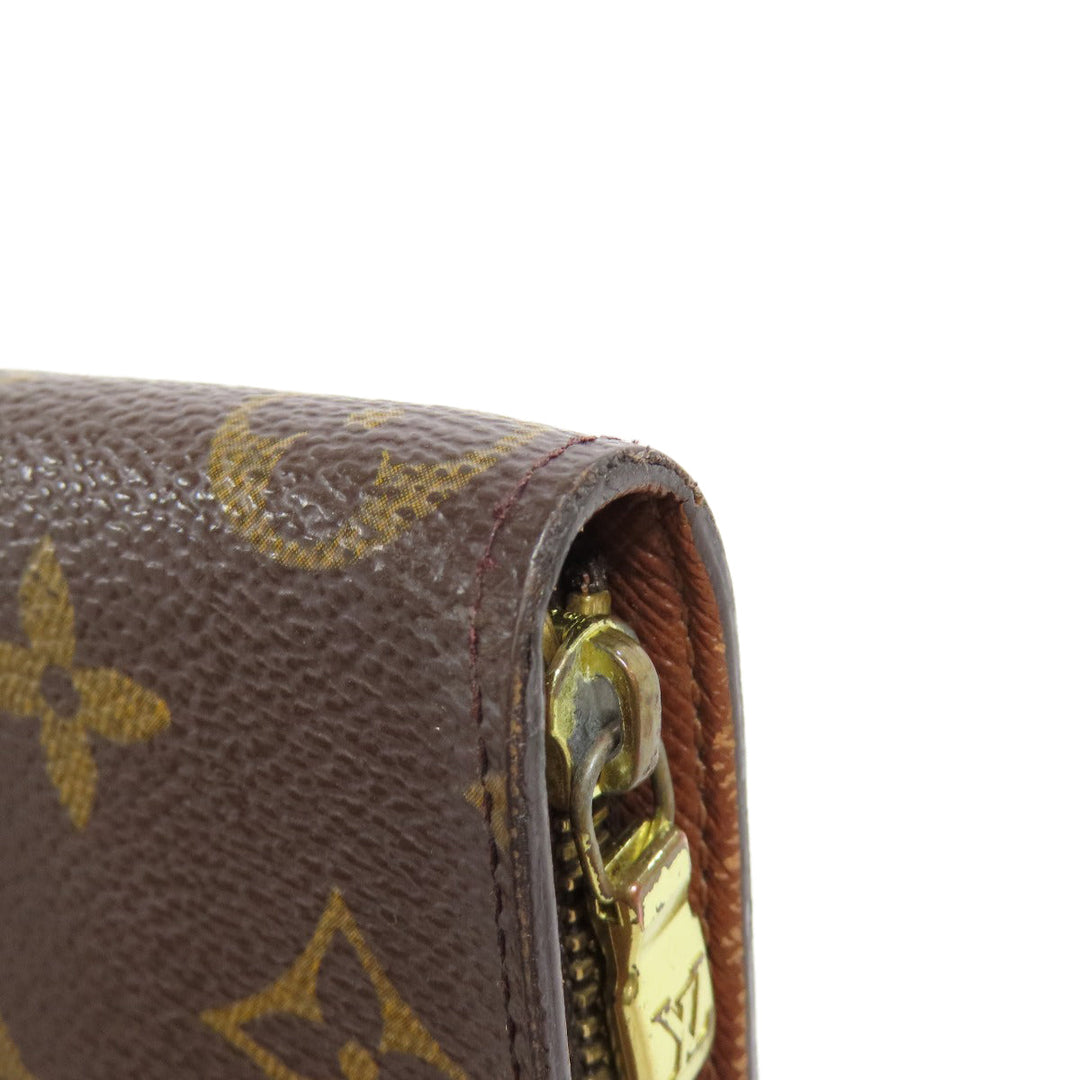 LOUIS VUITTON Long Wallet Purse M61727 Monogram canvas Brown Porto Monezup Women Used Authentic
