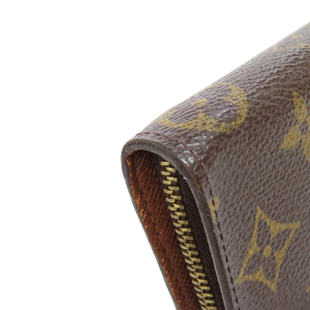 LOUIS VUITTON Long Wallet Purse M61727 Monogram canvas Brown Porto Monezup Women Used Authentic