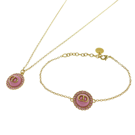 Christian Dior Necklace Gold Plated gold 2 piece set with bracelet Women Used Authentic