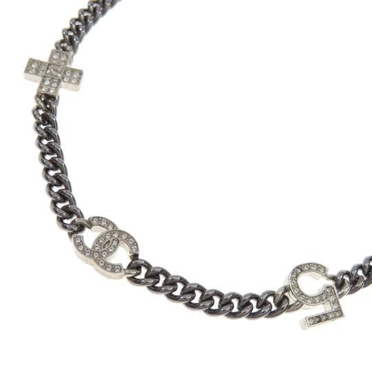 CHANEL Necklace metallic Silver COCO Mark charm Women Used Authentic