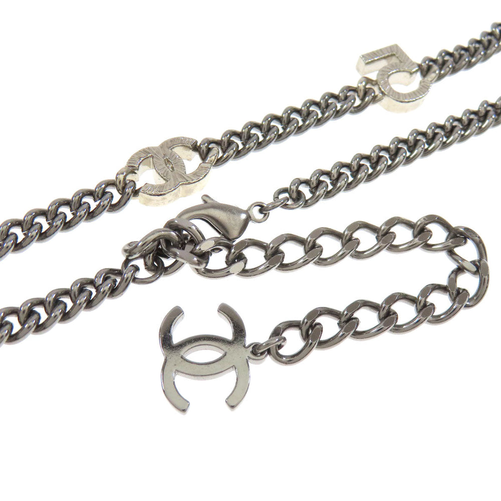 CHANEL Necklace metallic Silver COCO Mark charm Women Used Authentic