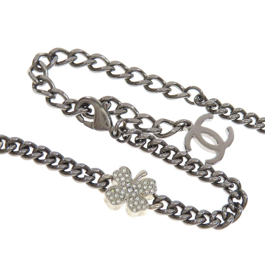 CHANEL Necklace metallic Silver COCO Mark charm Women Used Authentic