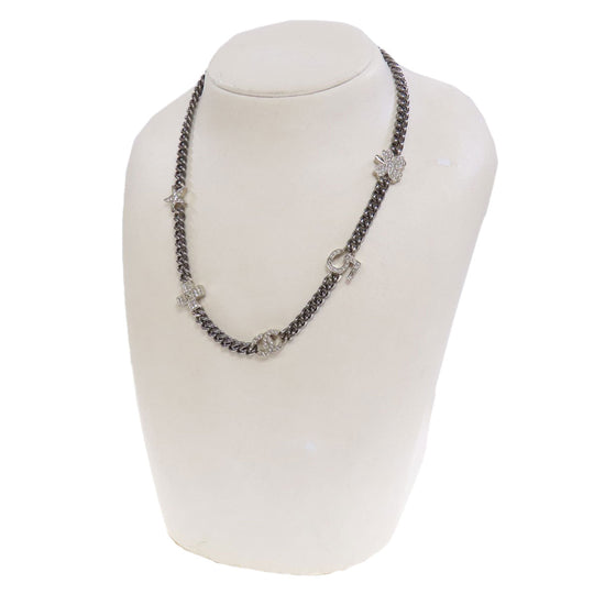 CHANEL Necklace metallic Silver COCO Mark charm Women Used Authentic