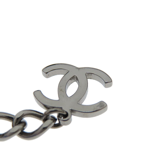 CHANEL Necklace metallic Silver COCO Mark charm Women Used Authentic