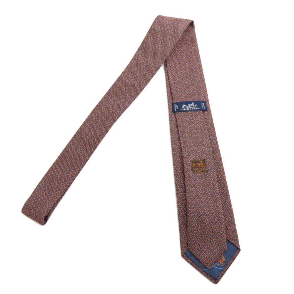 HERMES tie silk Navy Overall handle mens Used Authentic