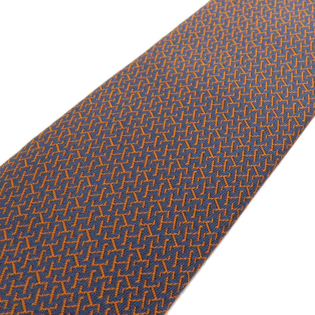 HERMES tie silk Navy Overall handle mens Used Authentic