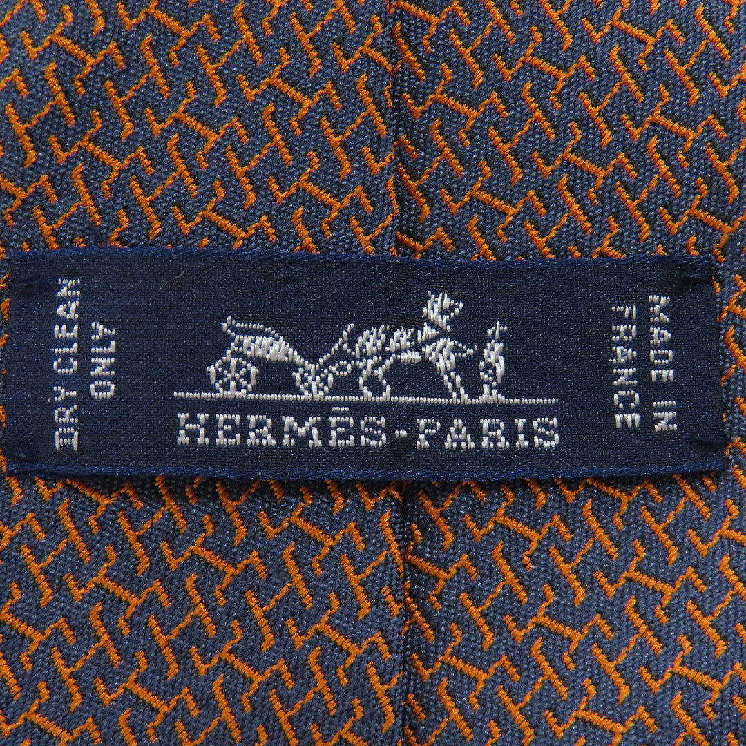 HERMES tie silk Navy Overall handle mens Used Authentic