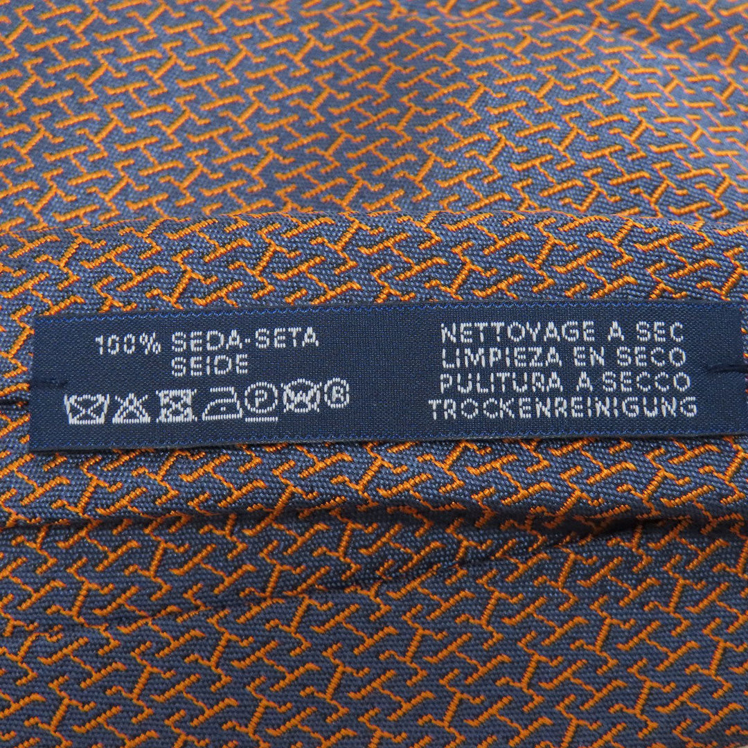 HERMES tie silk Navy Overall handle mens Used Authentic