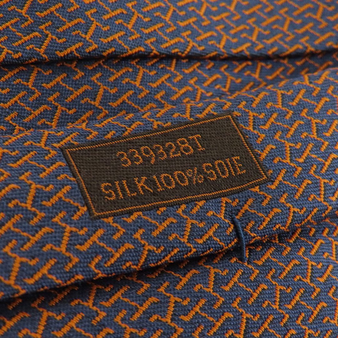 HERMES tie silk Navy Overall handle mens Used Authentic