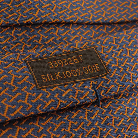 HERMES tie silk Navy Overall handle mens Used Authentic