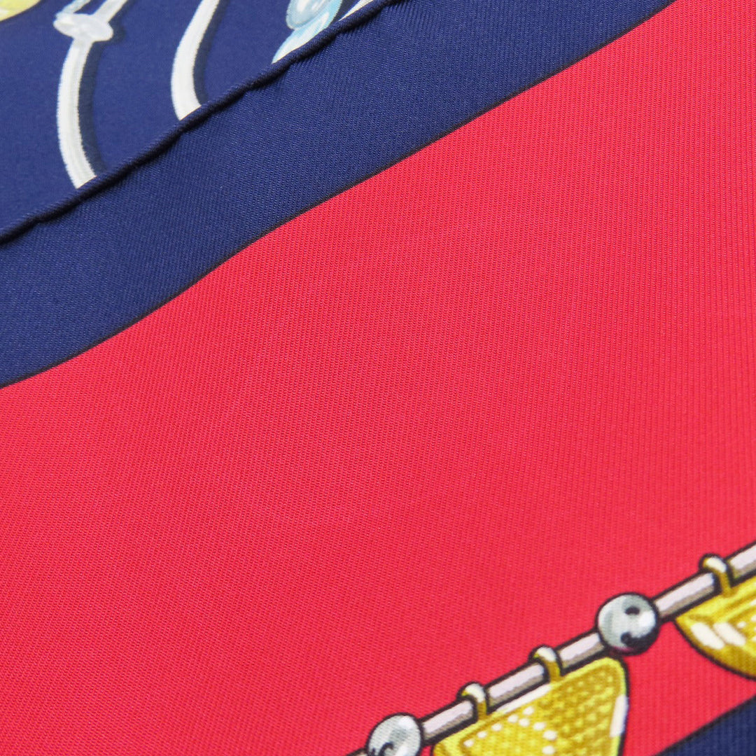 HERMES scarf silk Navy Carre90 Women Used Authentic