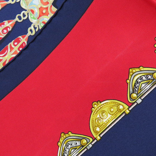 HERMES scarf silk Navy Carre90 Women Used Authentic