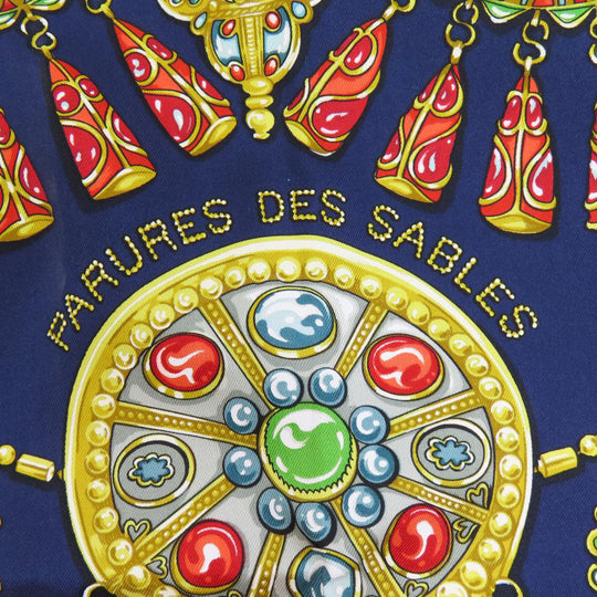 HERMES scarf silk Navy Carre90 Women Used Authentic