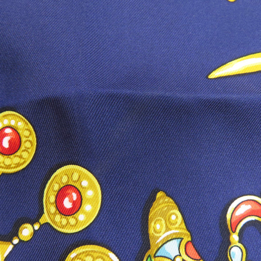 HERMES scarf silk Navy Carre90 Women Used Authentic