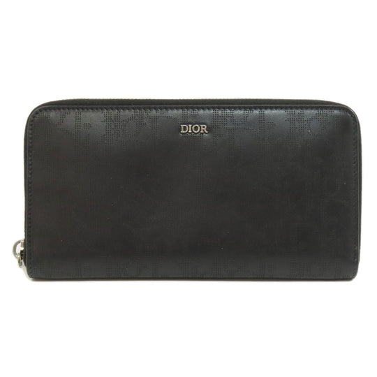 Christian Dior Long Wallet Purse Calfskin black Oblique Galaxy mens Used Authentic