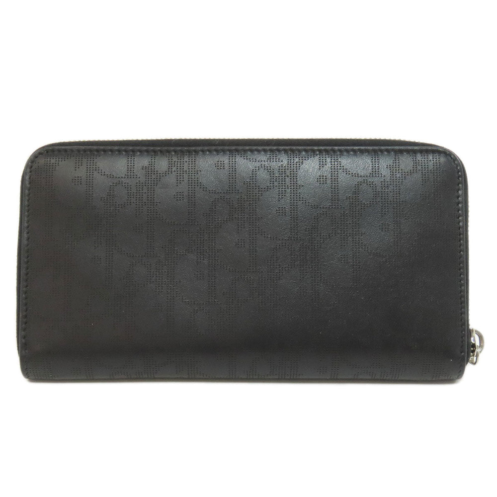 Christian Dior Long Wallet Purse Calfskin black Oblique Galaxy mens Used Authentic