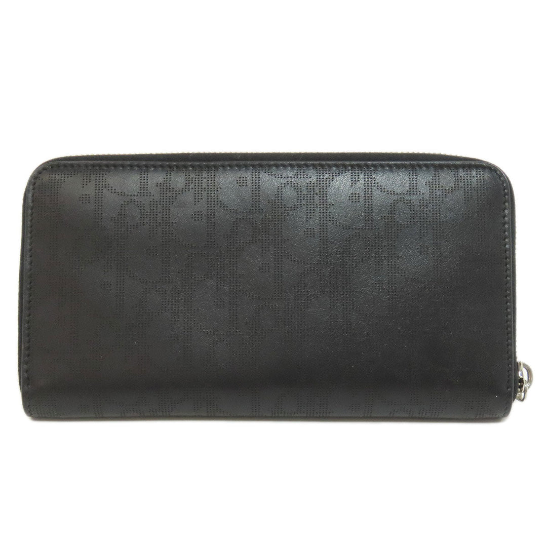 Christian Dior Long Wallet Purse Calfskin black Oblique Galaxy mens Used Authentic